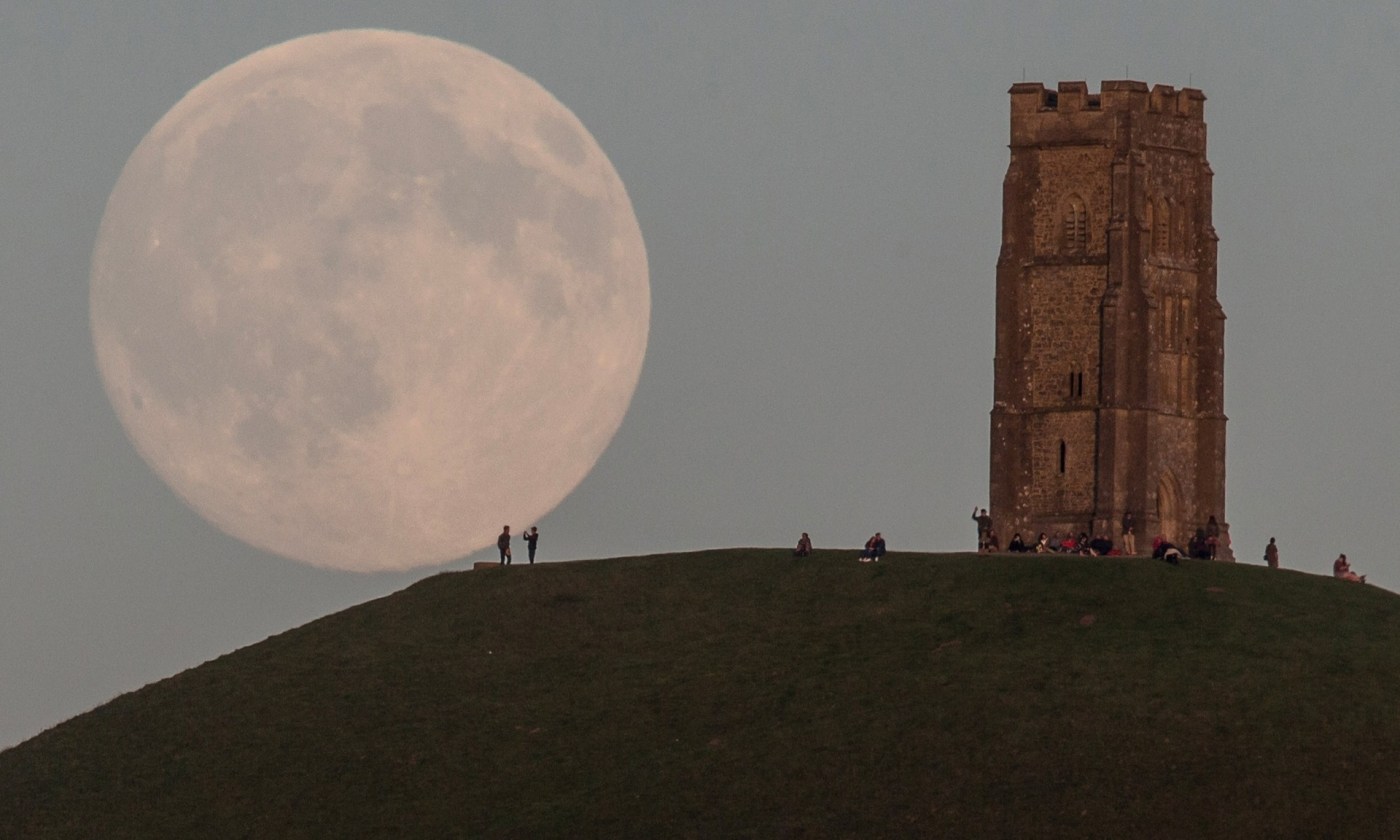 full moon over glastonbury