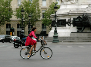 Parisian woman on her bike